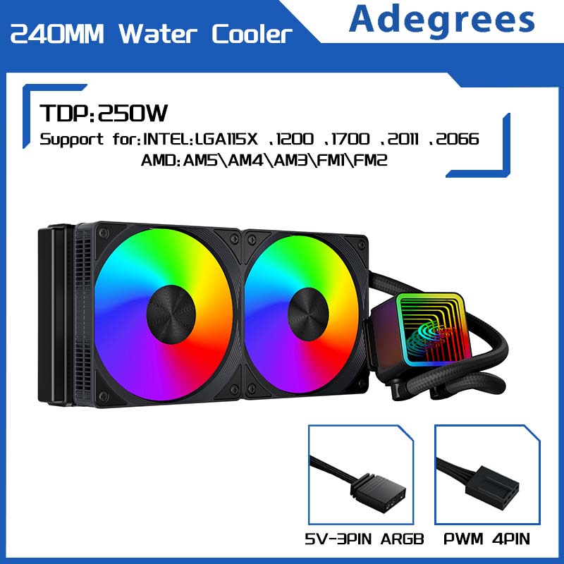 Cpu Water Cooler 240Mm Rgb - 120/240 Water Cooling CPU Cooler ARGB