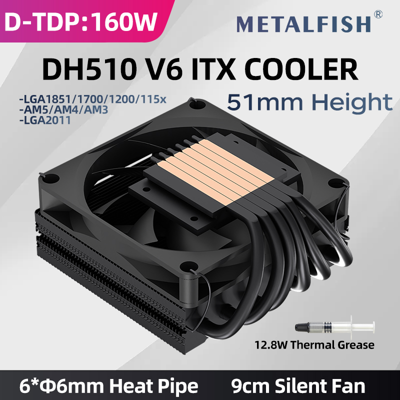 Cpu Cooler Low Profile Itx - METALFISH DH510 Low Profile 6 Heat